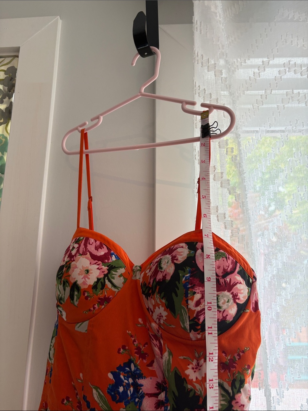 Orange Floral Maxi Dress with Spaghetti Straps - Picture 8 of 8